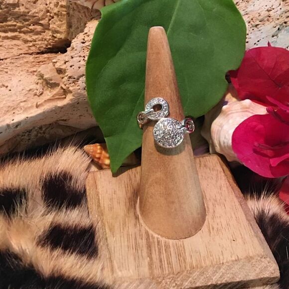 Brass and Rhodium AAA Grade CZ Silver Ring Sizes 5,6 - Picture 4 of 7